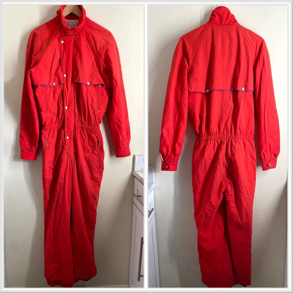 Vintage red ski suit onesie